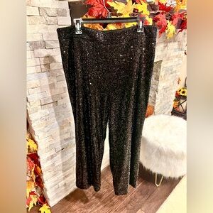 Loft wide leg black sequin pants